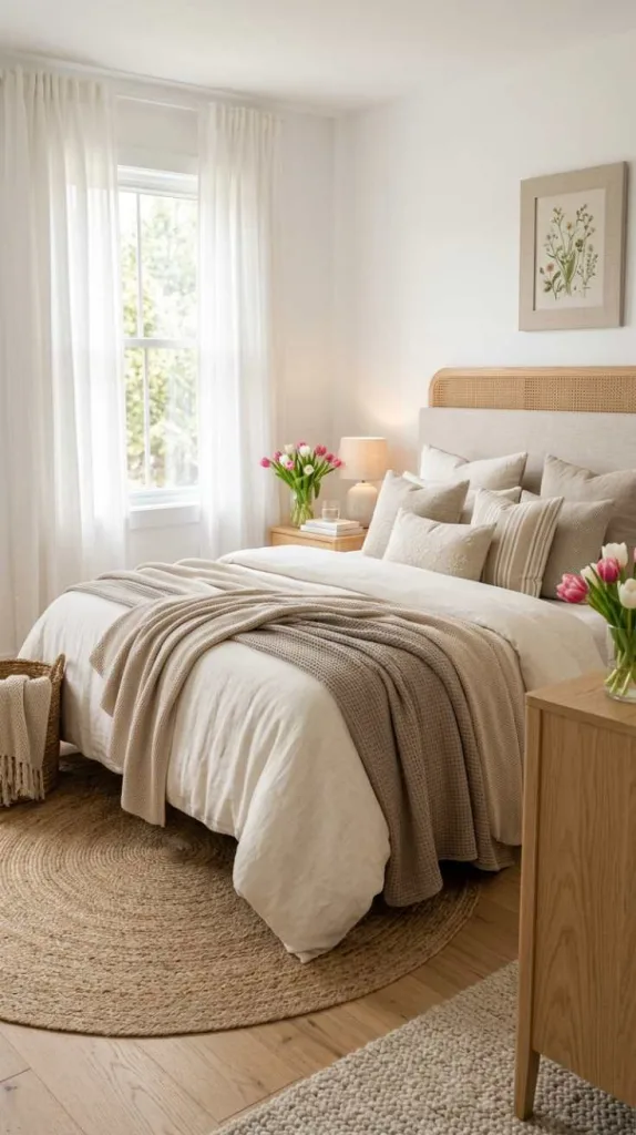 12 Spring Bedroom Decor Ideas to Refresh Your Space 5 Layered Neutral Textures