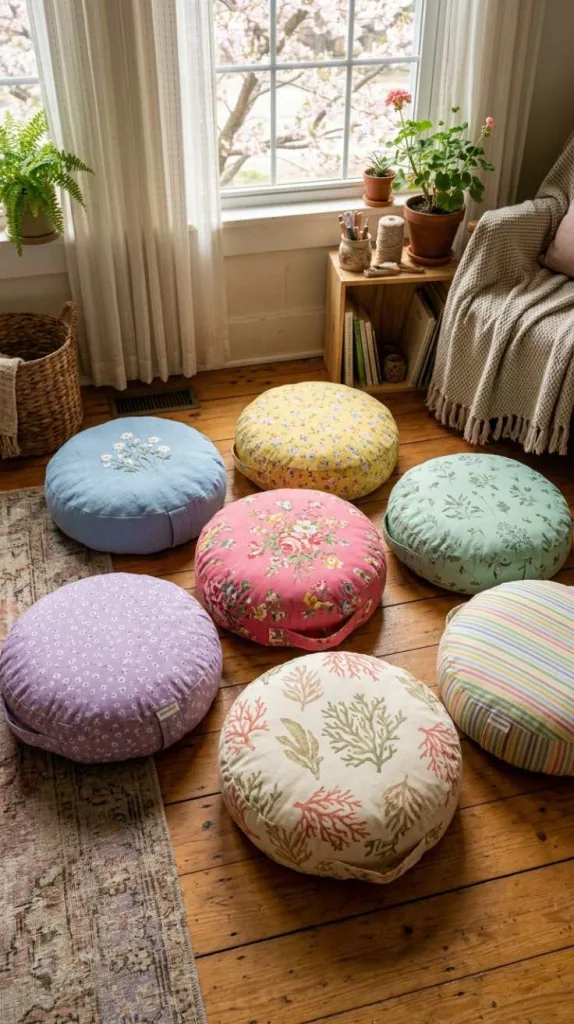 12 Spring DIY Floor Cushion Ideas for Cozy Spaces 11 Meditation Style Round Cushions