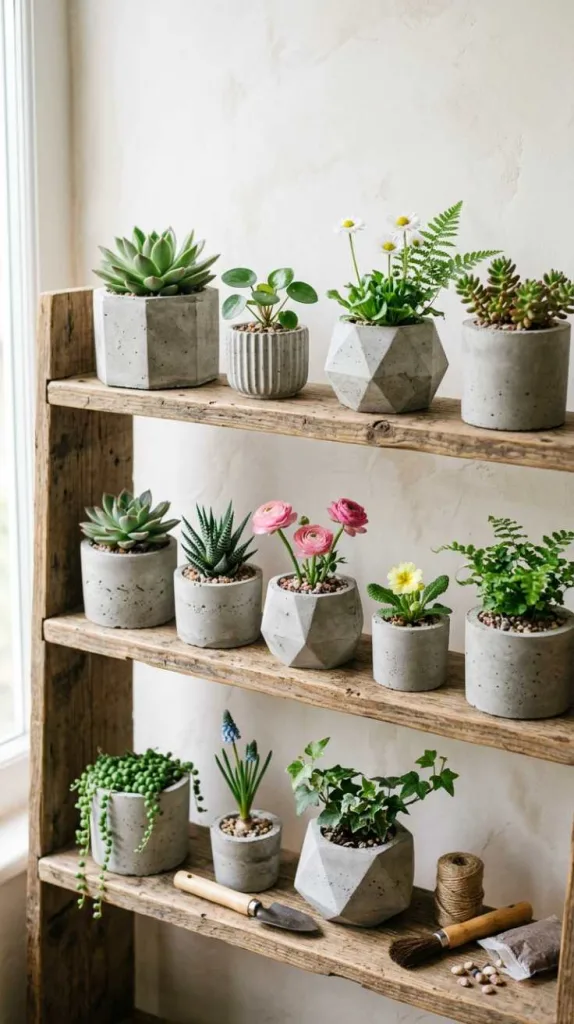 10+ Spring DIY Plant Holder Ideas for a Fresh Home 5 Minimal Concrete Planter Stands