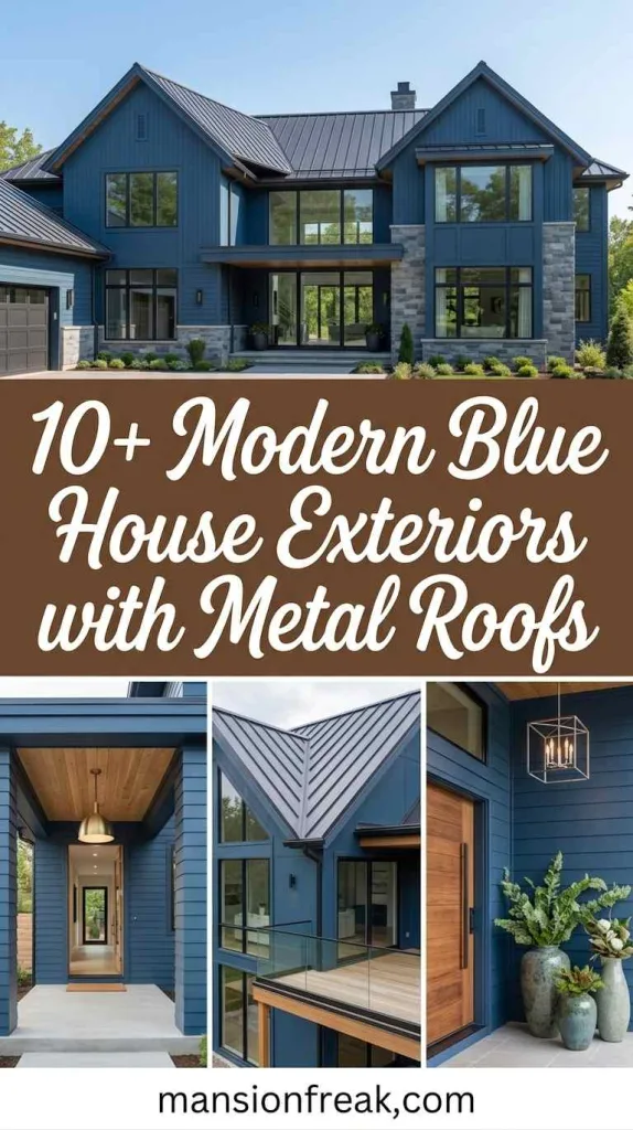 Modern Blue House Exteriors with Metal Roofs