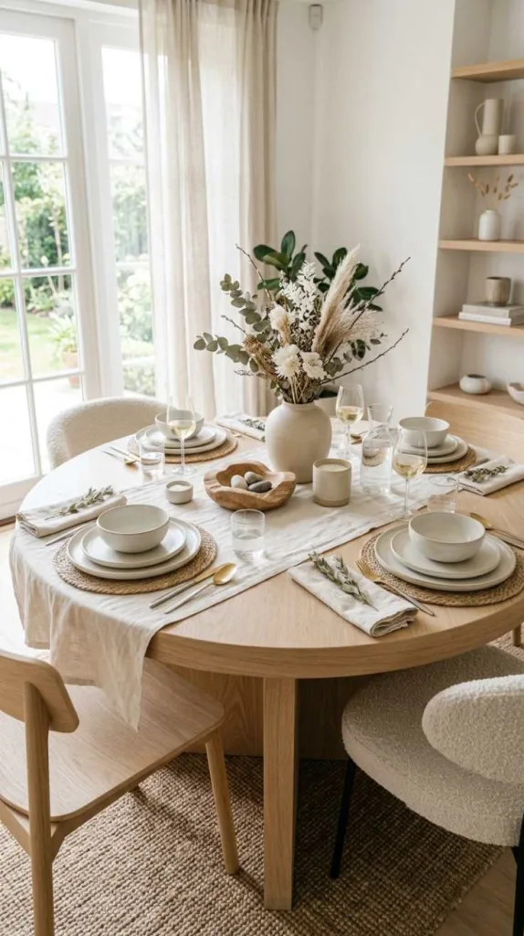 11+ Round Dining Table Decor Ideas for a Cozy Dining Space 13 Modern Neutral Styling
