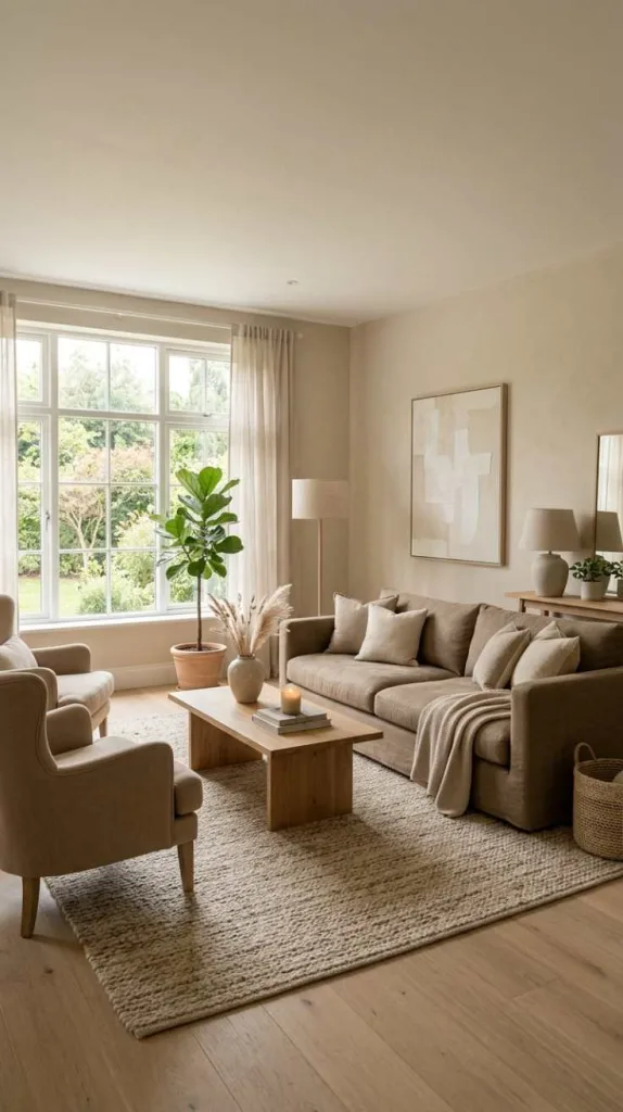 12 Beige Living Room Ideas: Luxury Twist 3 Monochrome Beige Calm