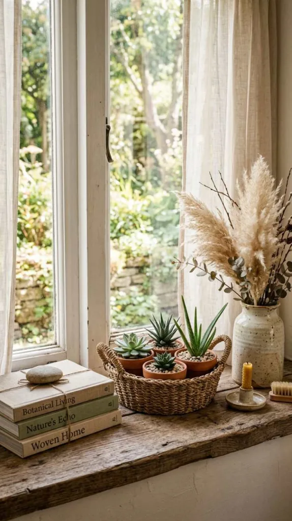11+ Window Sill Decor Ideas to Make Your Space Feel Cozy 8 Natural Textures