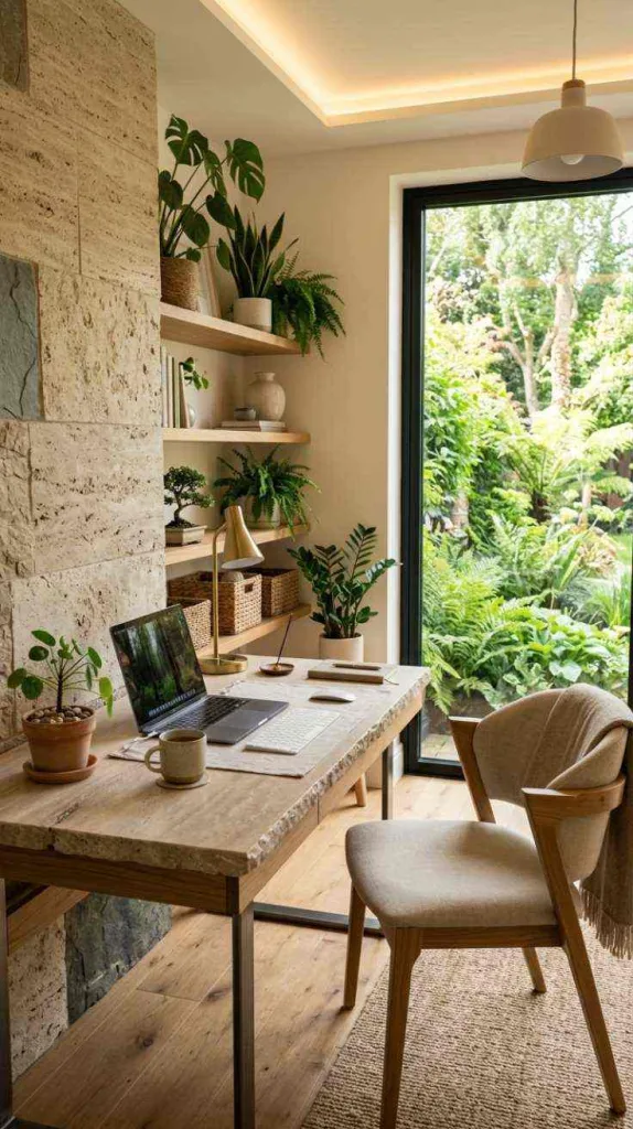 11+ Modern Home Office Decor Ideas for a Stylish Workspace 8 Nature-Inspired Zen Workspace