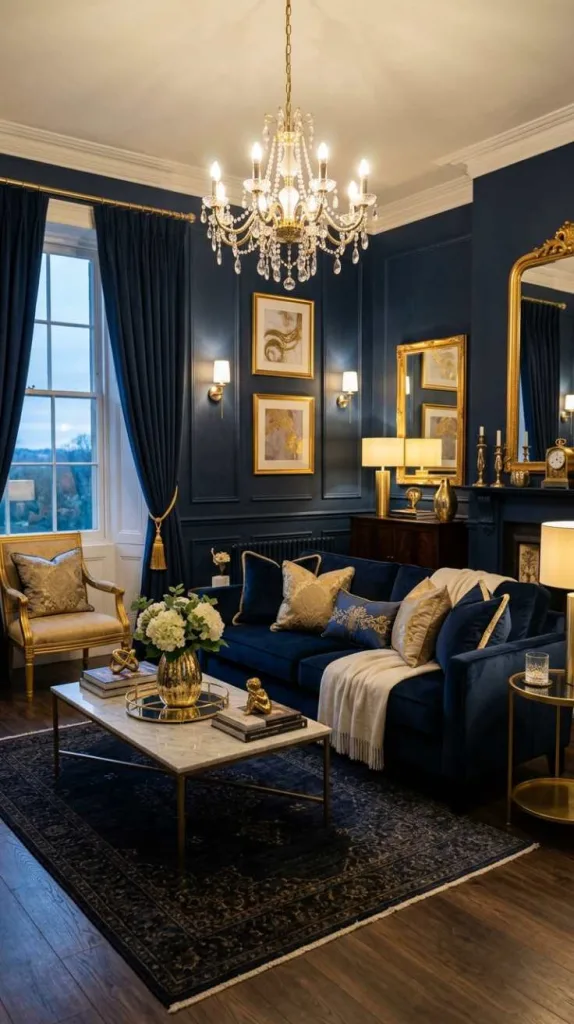 Navy Blue & Gold Elegant Contrast