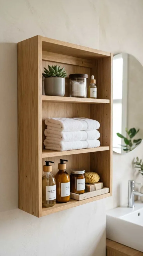 12 Bathroom Cabinet Styling Ideas for Small Space Homes 4 Open Shelf Minimal Styling