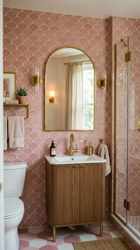 Pink Scallop Tile Accent Detail
