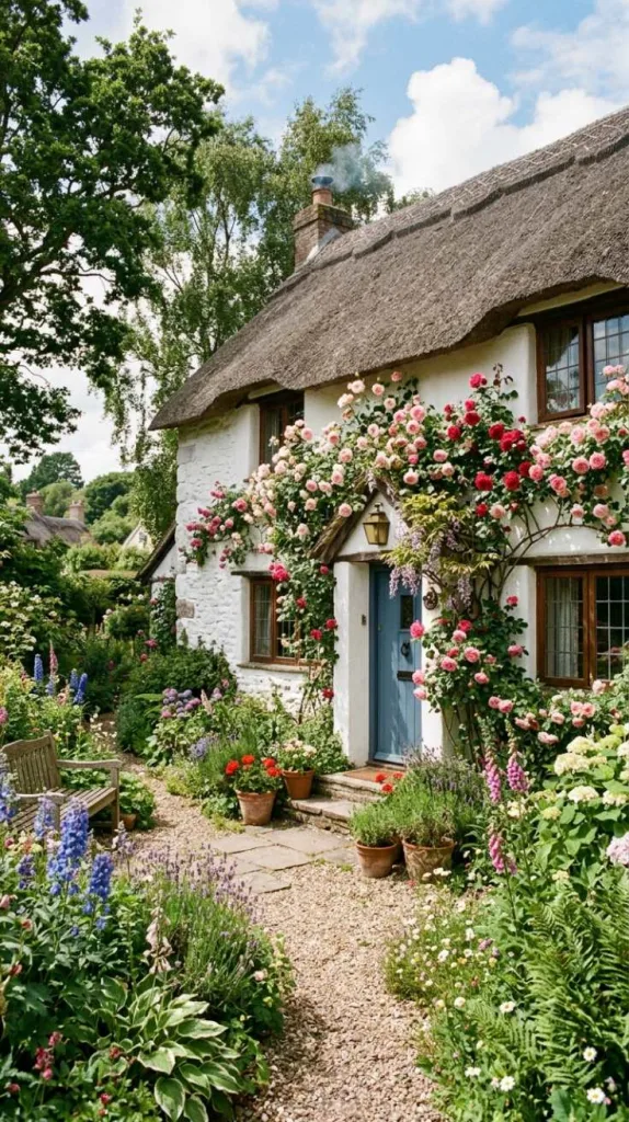 Rose-Covered White Facade