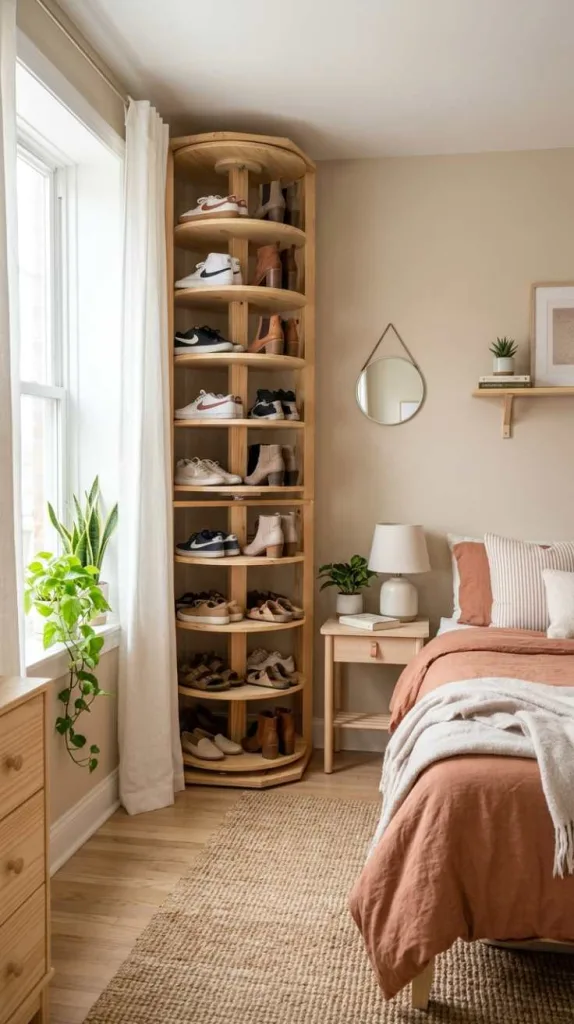 Rotating Shoe Rack Corner