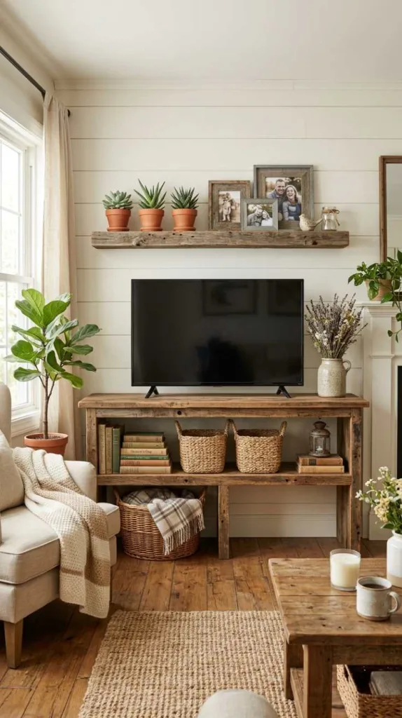 10+ Living Room TV Stand Decor Ideas for a Cozy Home 10 Rustic Farmhouse Decor