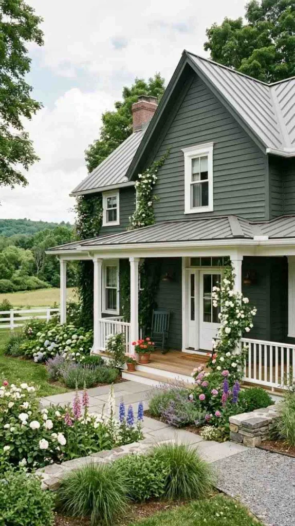 10+ Dark Green Exterior House Color Ideas That Feel Timeless 3 Sage Farmhouse Charm