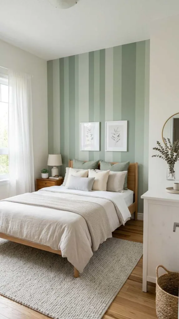 Sage Striped Accent Wall