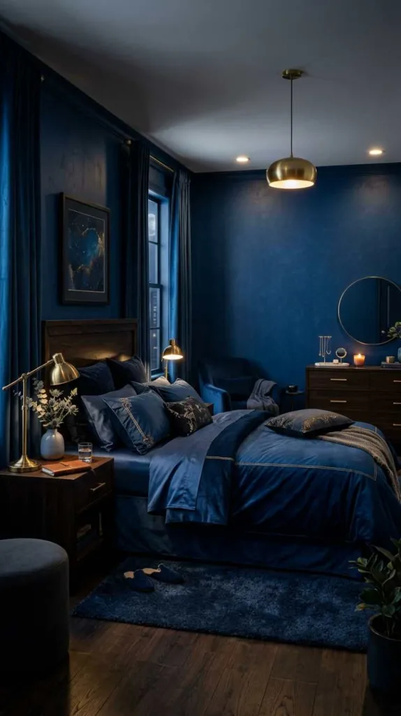 10+ Dark Feminine Bedrooms that Feel Moody and Powerful 4 Sapphire Serenity Mood