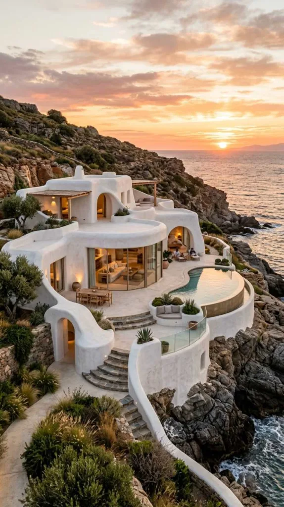Sculpted Stucco Cliffside Home