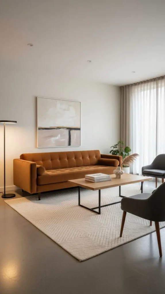 Sleek Modern Brown Sofa Styling