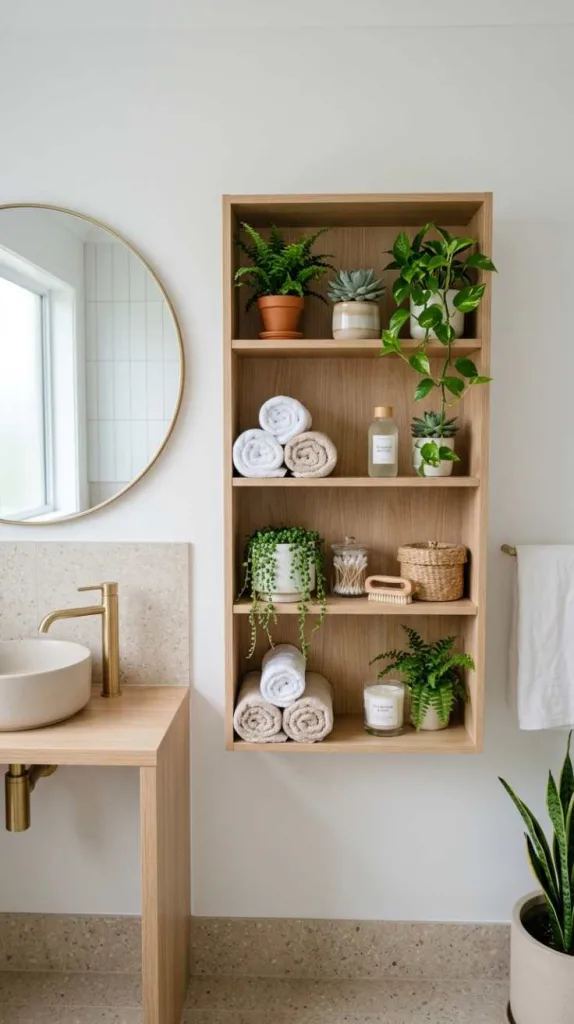 12 Bathroom Cabinet Styling Ideas for Small Space Homes 9 Small Greenery Cabinet Accents