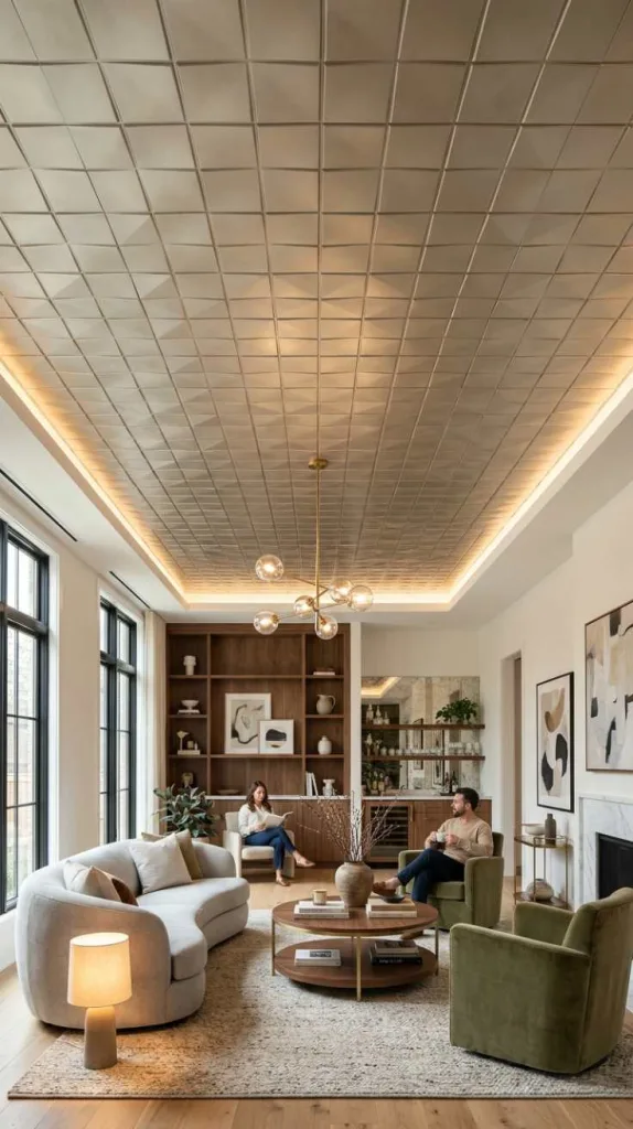 12 Decorative Ceiling Ideas That Will Make You Look Up 8 Soft Metallic Reflective Finish