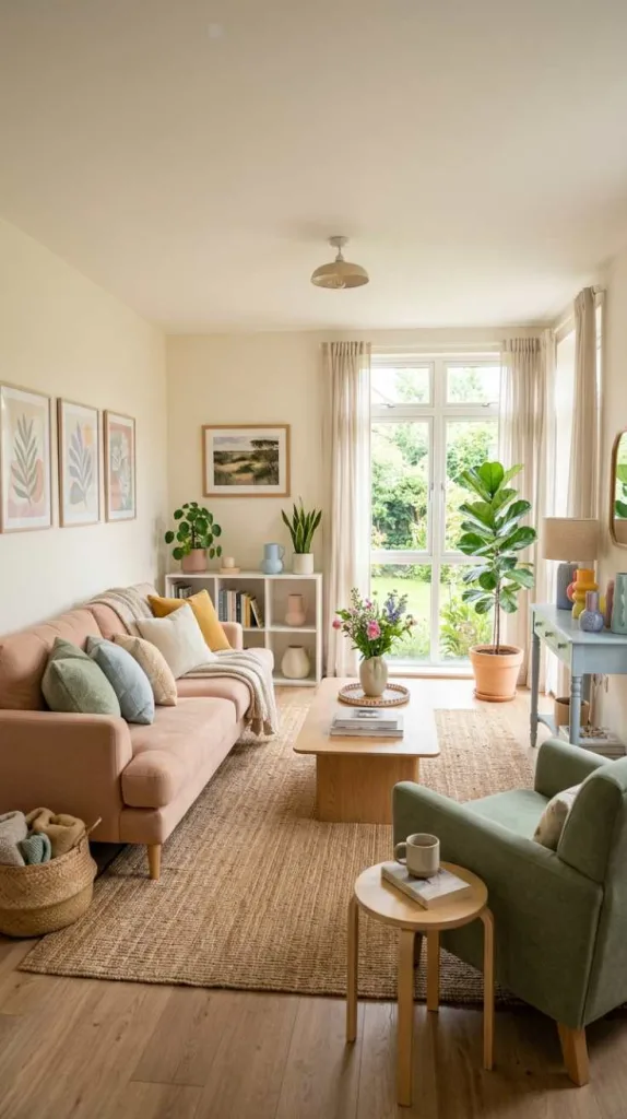 11+ Colorful Living Room Ideas: Full of Personality 5 Soft Rainbow Neutral Balance
