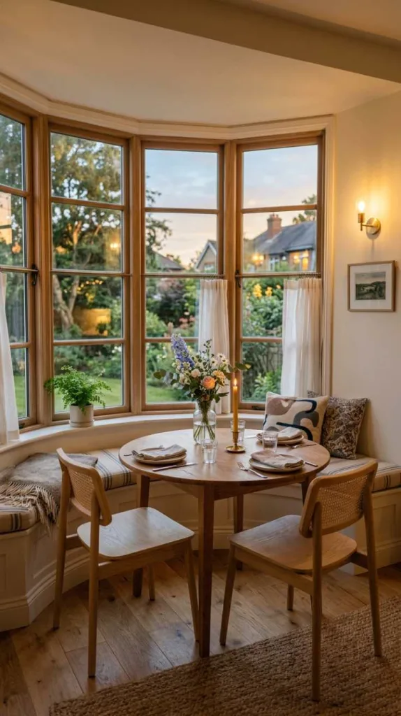10+ Bay Window Decorating Ideas: Transform Your Space 8 Soft Romantic Dining Bay