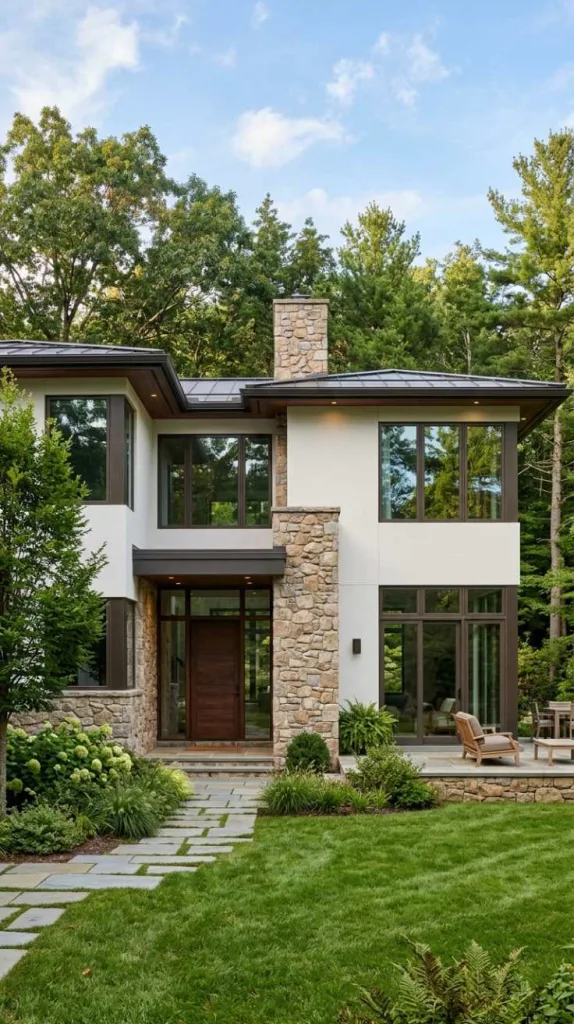 Stone and Stucco Contrast Home