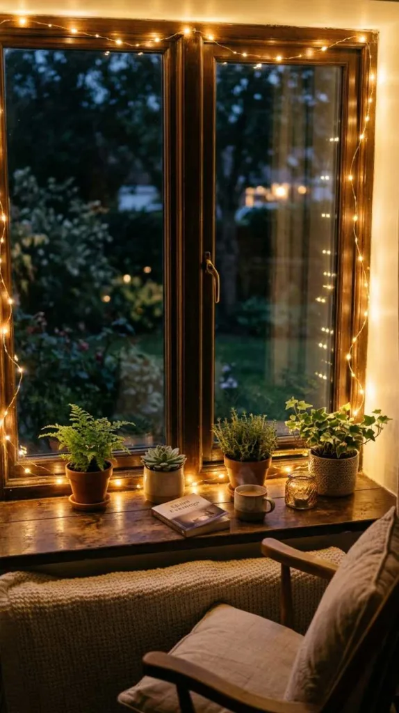 11+ Window Sill Decor Ideas to Make Your Space Feel Cozy 6 String Lights