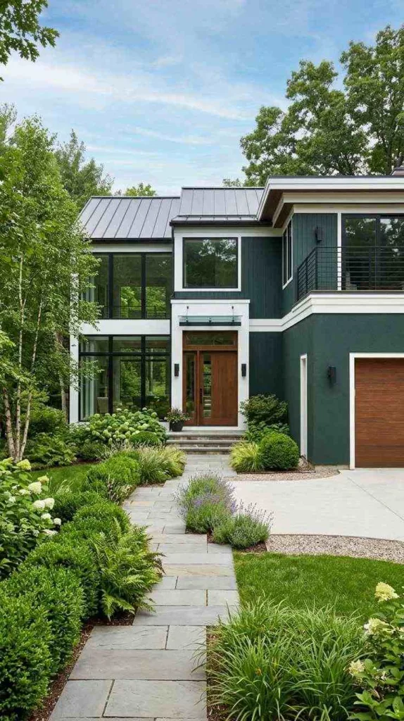 10+ Dark Green Exterior House Color Ideas That Feel Timeless 5 Sussex Green Modern Look