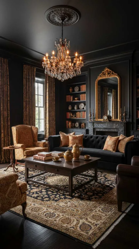 Traditional Black Living Room Style