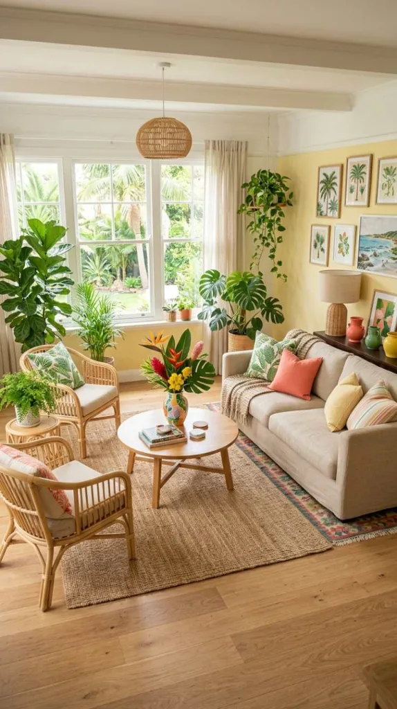 11+ Colorful Living Room Ideas: Full of Personality 10 Tropical Mood Accents