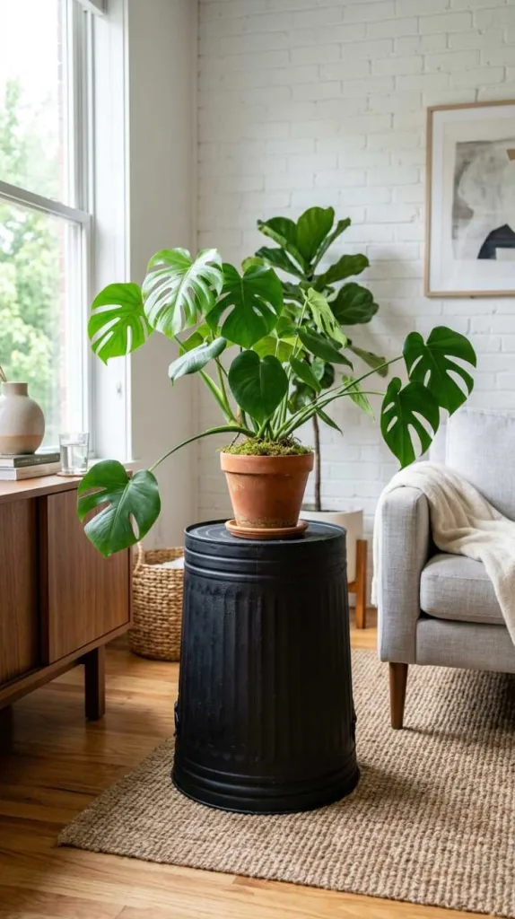 10+ DIY Plant Stand Ideas to Style Your Home Beautifully 13 Upcycled Trash Can Plant Stand