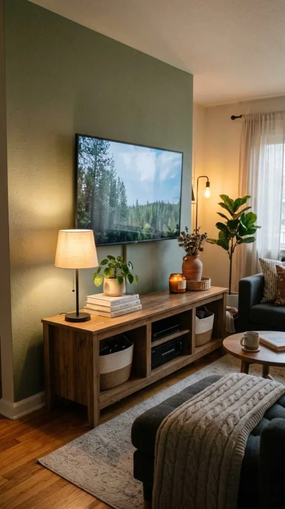 10+ Living Room TV Stand Decor Ideas for a Cozy Home 11 Warm Lighting