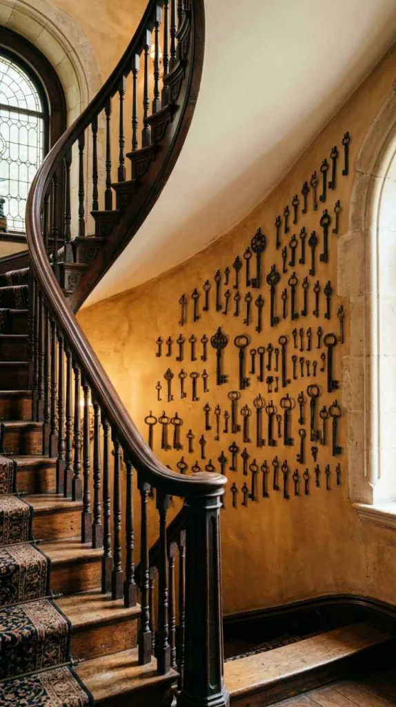 11+ Curved Staircase Wall Decor for Elegant Home Interiors 10 Antique Key Collection