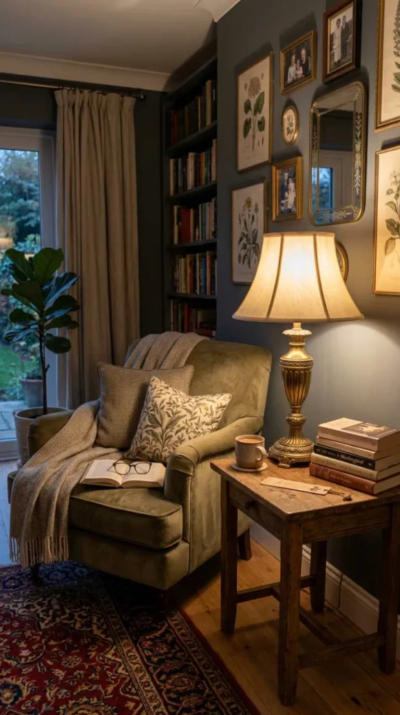 12 Modern Antique Decor Ideas for a Timeless Home 6 Antique Lamp Reading Corner