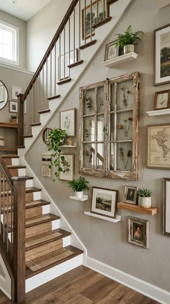 12 Staircase Decor Ideas Wall Stairways for Stylish Homes 12 Antique Window Frame Installation