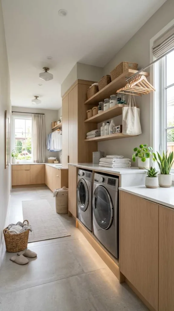 12 Long Laundry Room Ideas for Functional Layouts 5 Appliance Feature Wall