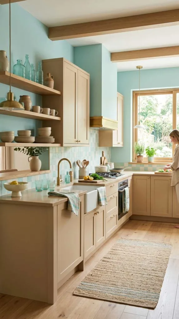 10+ Kitchen Color Combination Inspirations for Modern Homes 9 Aqua & Beige