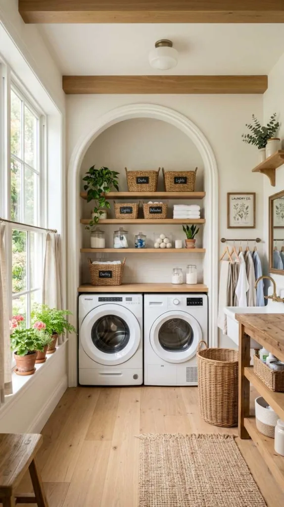10+ Open Laundry Room Ideas for Bright Homes 13 Arched Alcove