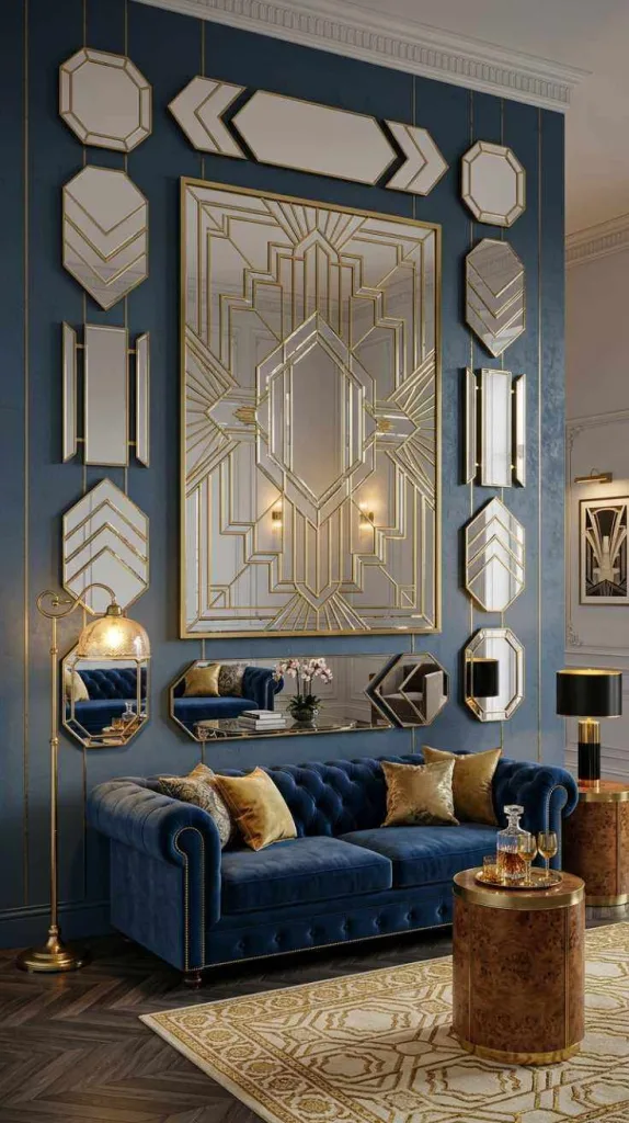 11+ Creative Mirror Wall Designs for Your Living Room 9 Art Deco Mirrors