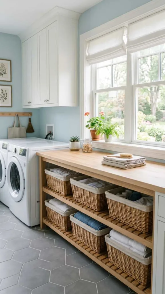 12 Laundry Room Folding Station Ideas for Organized Spaces 10 Basket-Base Counter