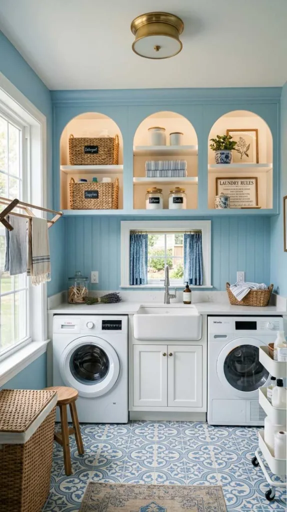 Blue Arched Storage Niches
