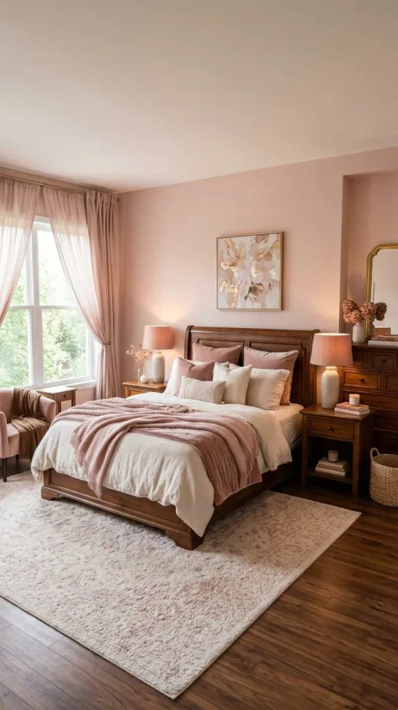11+ Bedroom Color Schemes to Harmonize Brown Furniture 12 Blush Pink