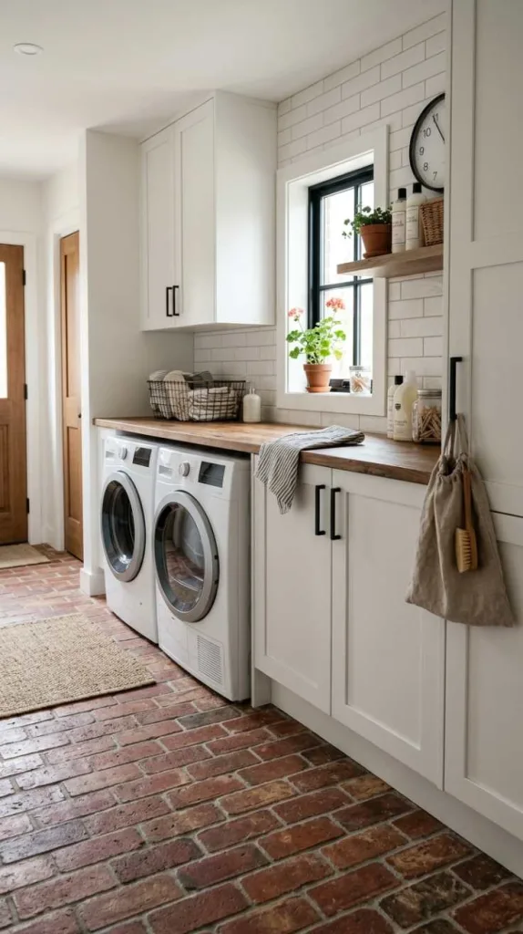 11+ Laundry Room Tile Ideas for Stylish Floors 9 Brick-Look Tiles