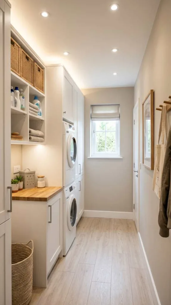 10+ Hallway Laundry Room Ideas with Stacked Washer 13 Bright Lighting Design
