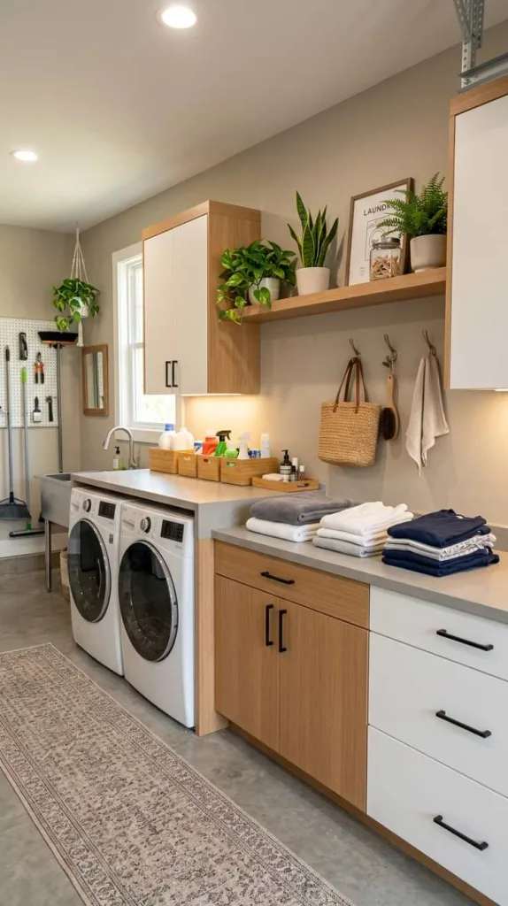 12 Garage Laundry Room Ideas for Smart Spaces 6 Built-In Folding Station