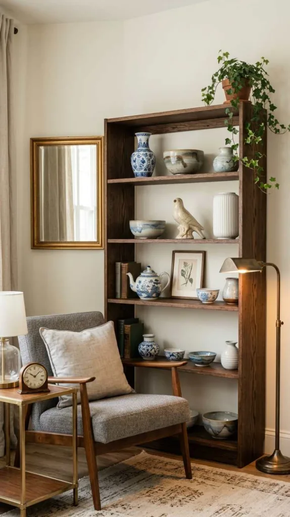 12 Modern Antique Decor Ideas for a Timeless Home 7 Ceramic and Porcelain Display Shelf