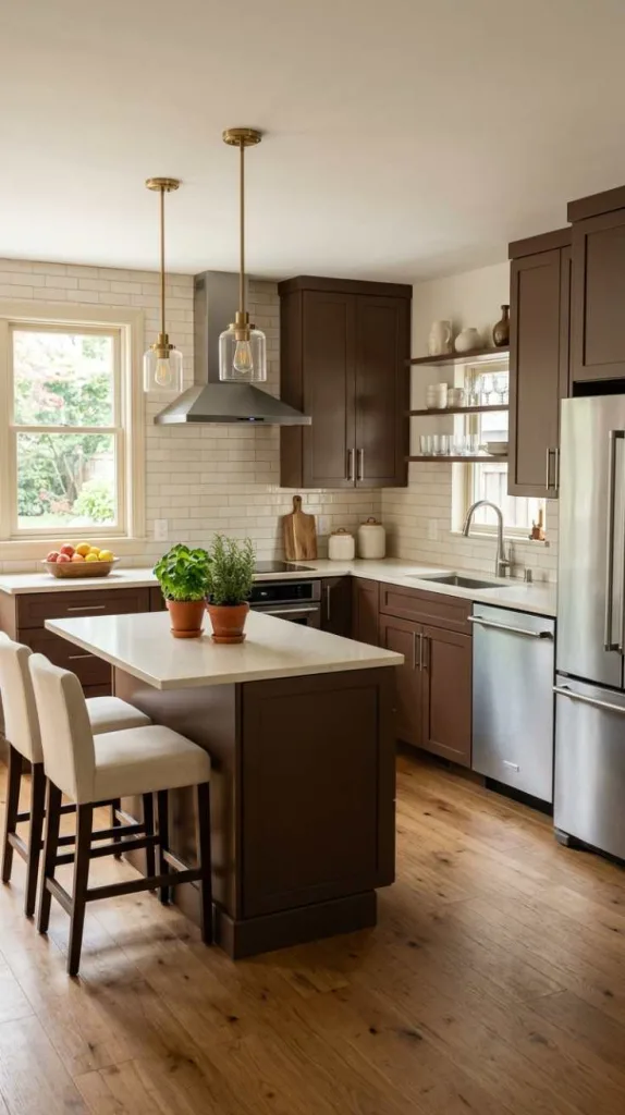 10+ Kitchen Color Combination Inspirations for Modern Homes 14 Chocolate Brown & Cream