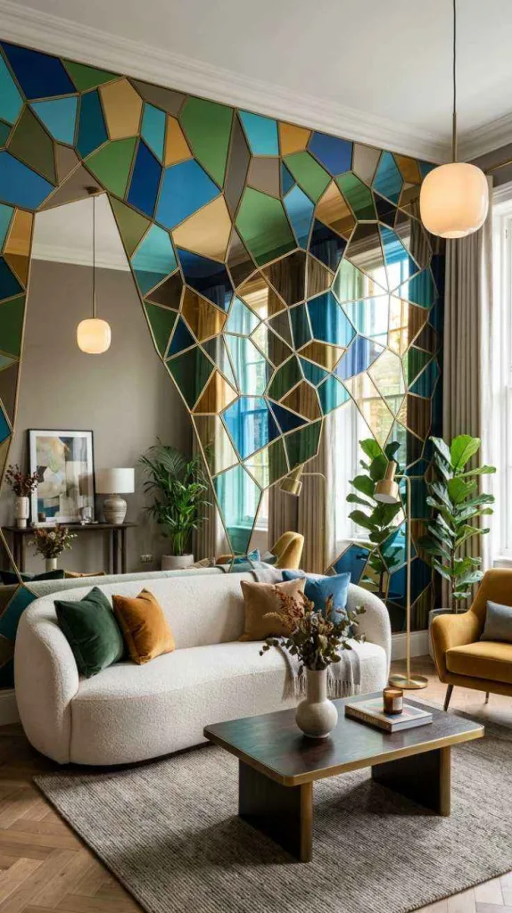 11+ Creative Mirror Wall Designs for Your Living Room 10 Colored Glass Mirrors