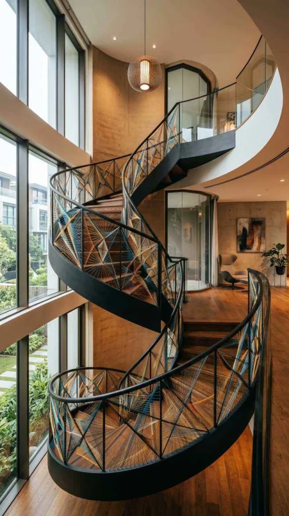 Colorful String Art Railing