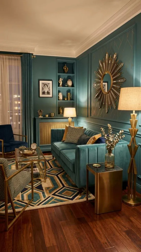 Compact Teal & Brass Styling