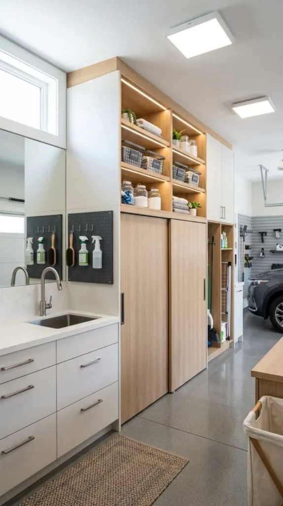 12 Garage Laundry Room Ideas for Smart Spaces 8 Concealed Laundry Doors