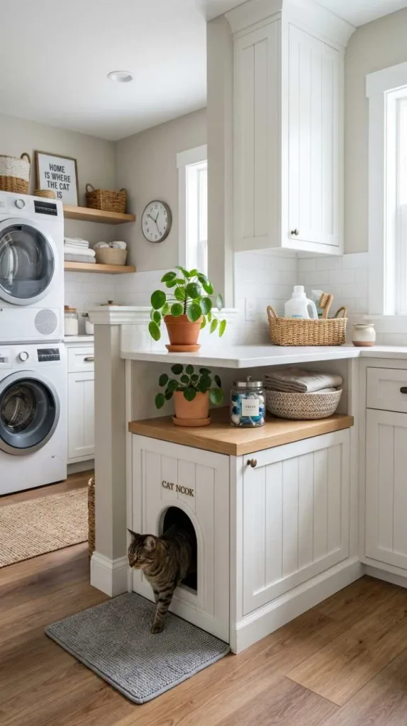 10+ Laundry Room Cat Litter Box Ideas 12 Corner Nook Setup